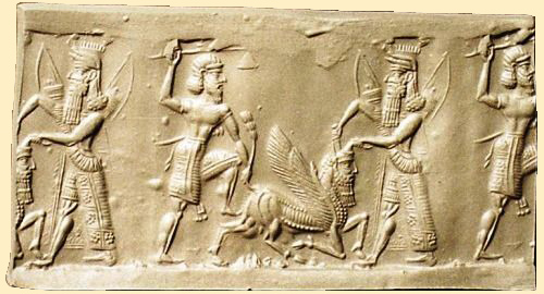  Gilgamesh terrasse un taureau celeste 